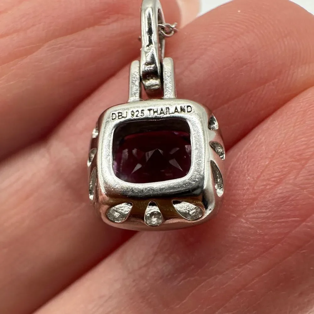 Stunning checkboard faceted cushion cut‎ amethyst necklace in sterling silver!